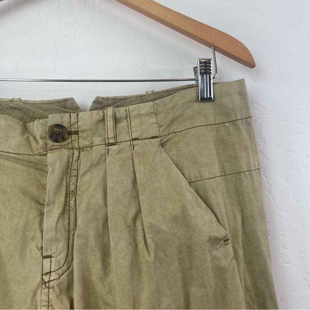 Free People Marina Low Rise Pleated Cuffed Hem Wide Leg Washed Trouser Pants - Picture 5 of 16